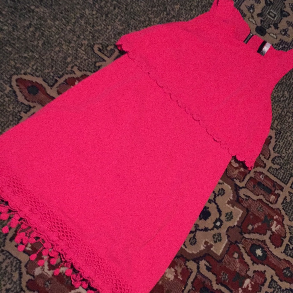 Pink size S crocheted trim Kenzie dress